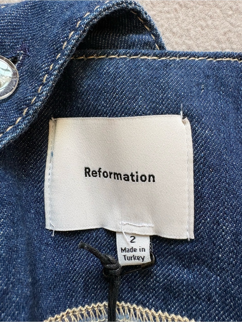 NWT Reformation Tagliatelle Denim Corset Top Blue Women's 2 - Picture 8 of 9